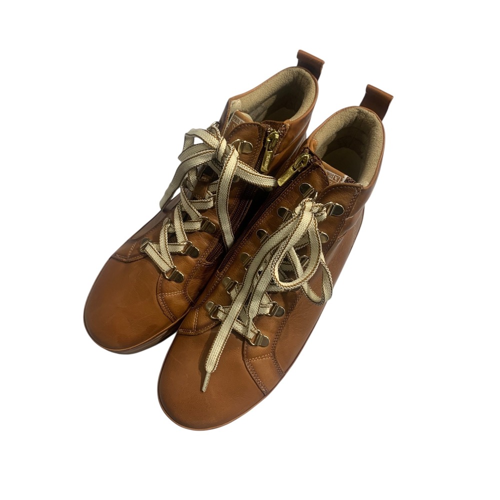Pikolinos Men's Leather Ankle Boots Lace Up‎ Side Zip Brown Size 40 EU